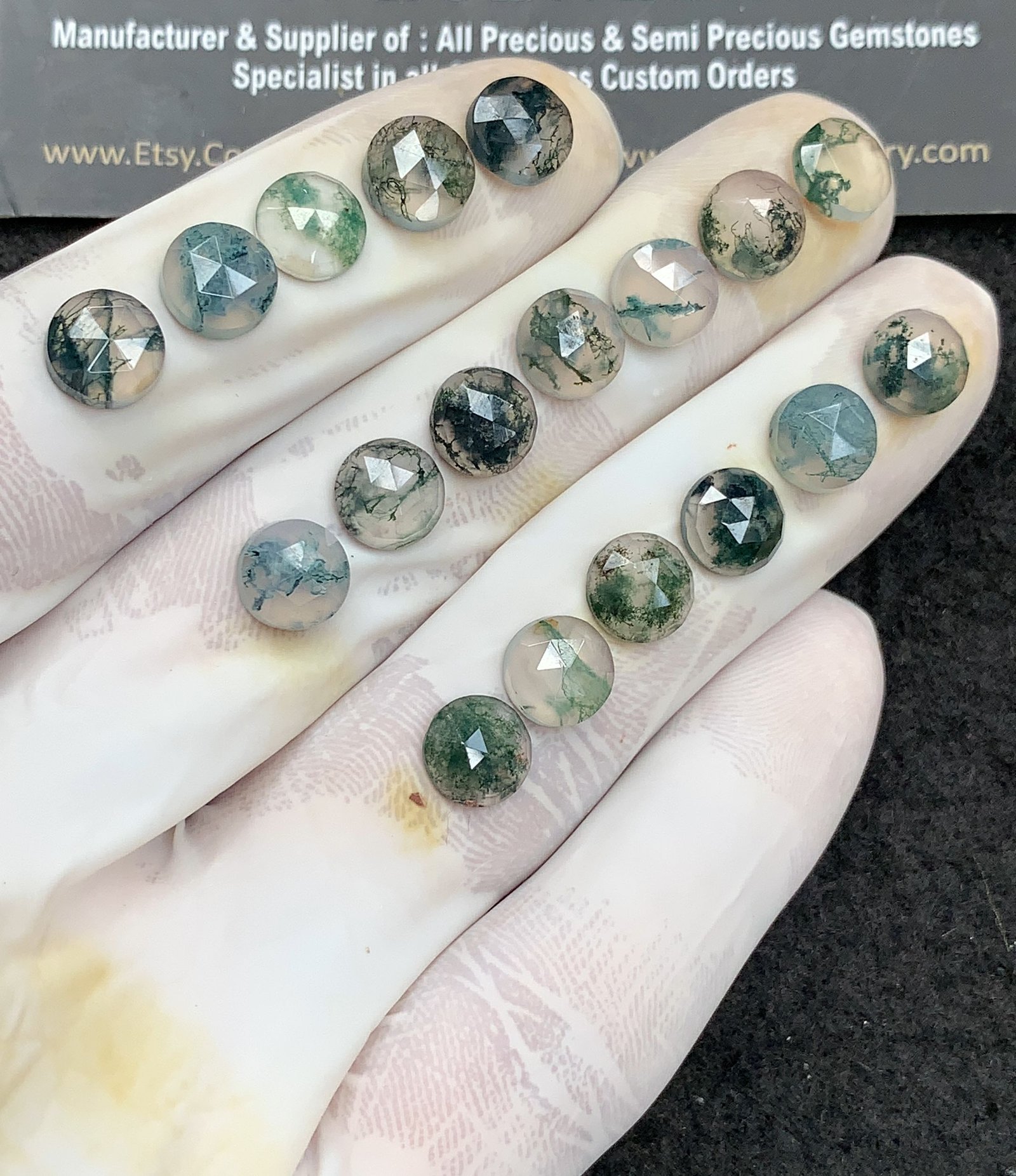 Natural Moss Agate Gemstone Rose Cut Round Shape Cabochon High Quality Loose Gemstones For Jewelry Making 8 MM Size 18 Pc V2965 - Image 2