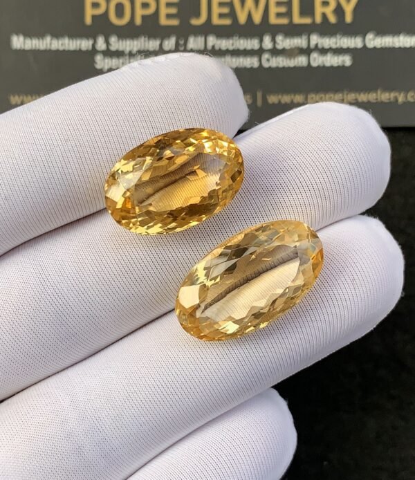 Natural Citrine Gemstone Faceted Cut Oval Shape High Quality Loose Gemstones For Jewelry Making 18-21 MM Size 2 Pcs SM24922 - Image 2