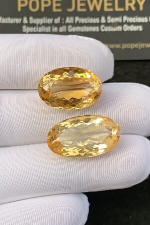 Natural Citrine Gemstone Faceted Cut Oval Shape High Quality Loose Gemstones For Jewelry Making 18-21 MM Size 2 Pcs SM24922