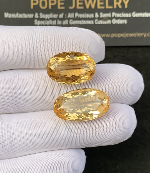 Natural Citrine Gemstone Faceted Cut Oval Shape High Quality Loose Gemstones For Jewelry Making 18-21 MM Size 2 Pcs SM24922