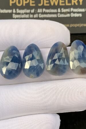 Natural Blue Sapphire Gemstone Rose Cut Mix Shape Cabochon High Quality Loose Gemstones For Jewelry Making 18x11 MM Size 2 Pair SM24928
