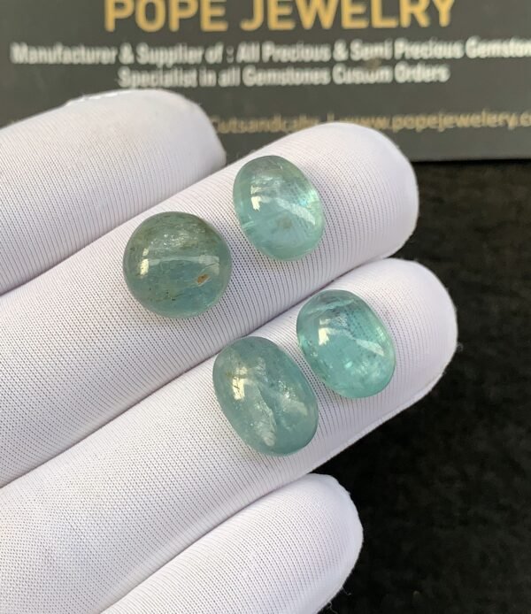 Natural Aqua Kyanite Gemstone Smooth Mix Shape Cabochon High Quality Loose Gemstones For Jewelry Making 11-13 MM Size 4 Pcs SM24933 - Image 2