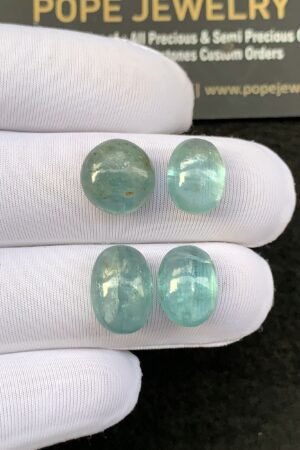 Natural Aqua Kyanite Gemstone Smooth Mix Shape Cabochon High Quality Loose Gemstones For Jewelry Making 11-13 MM Size 4 Pcs SM24933