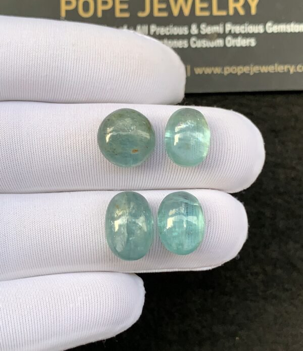Natural Aqua Kyanite Gemstone Smooth Mix Shape Cabochon High Quality Loose Gemstones For Jewelry Making 11-13 MM Size 4 Pcs SM24933