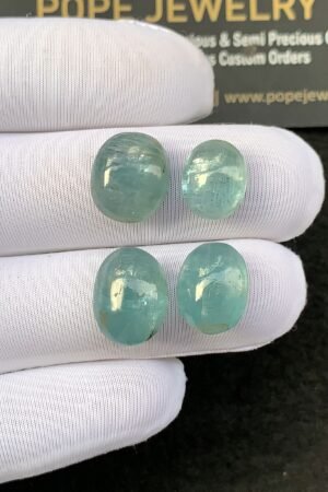 Natural Aqua Kyanite Gemstone Smooth Oval Shape Cabochon High Quality Loose Gemstones For Jewelry Making 11-14 MM Size 4 Pcs SM24934