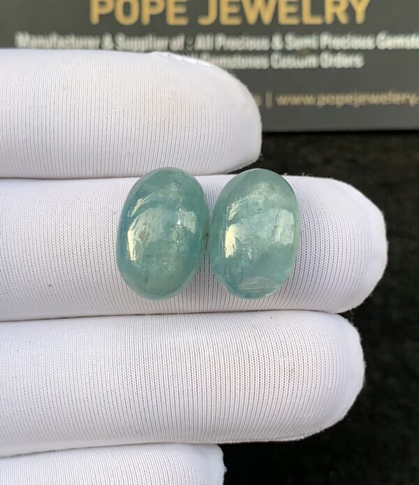 Natural Aqua Kyanite Gemstone Smooth Oval Shape Cabochon High Quality Loose Gemstones For Jewelry Making 16x11 MM Size 2 Pcs SM24936