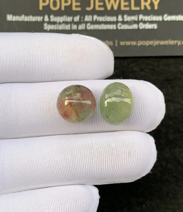 Natural Water Melon Tourmaline Gemstone Smooth Mix Shape Cabochon High Quality Loose Gemstones For Jewelry Making 12-13 MM Size 2 Pcs SM24938