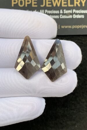 Natural Silky Sapphire Gemstone Rose Cut Fancy Shape Cabochon High Quality Loose Gemstones For Jewelry Making 24x14 MM Size 1 Pair SM24939