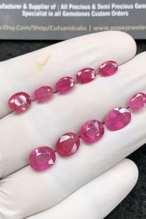 Natural Pink Sapphire Gemstone Faceted Cut Oval Shape High Quality Loose Gemstones For Jewelry Making 7-10 MM Size 10 Pcs SM24688