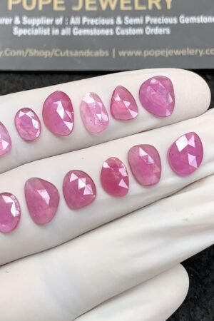 Natural Pink Sapphire Gemstone Rose Cut Fancy Shape Cabochon High Quality Loose Gemstones For Jewelry Making 8-11 MM Size 12 Pcs SM24689