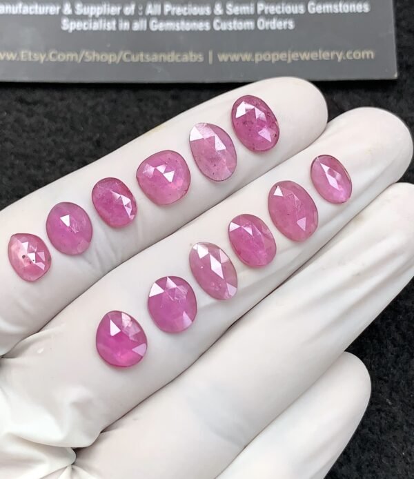 Natural Pink Sapphire Gemstone Rose Cut Fancy Shape Cabochon High Quality Loose Gemstones For Jewelry Making 8-10 MM Size 12 Pcs SM24690 - Image 2