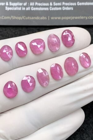 Natural Pink Sapphire Gemstone Rose Cut Fancy Shape Cabochon High Quality Loose Gemstones For Jewelry Making 8-10 MM Size 12 Pcs SM24690