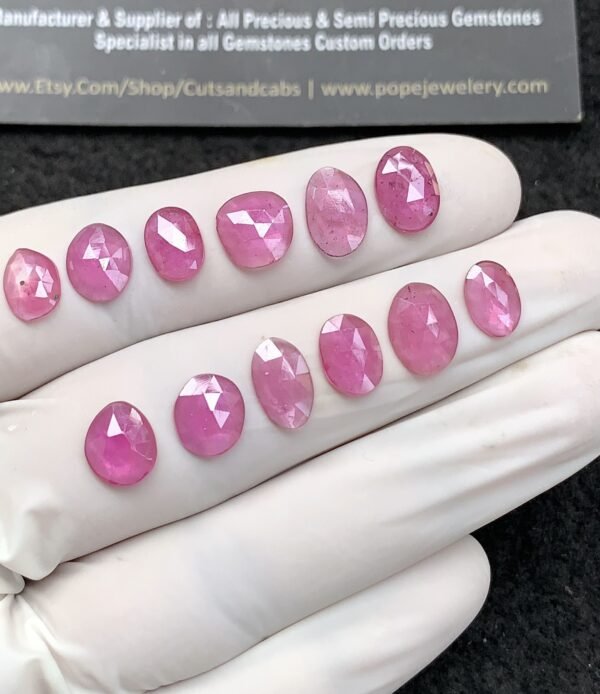 Natural Pink Sapphire Gemstone Rose Cut Fancy Shape Cabochon High Quality Loose Gemstones For Jewelry Making 8-10 MM Size 12 Pcs SM24690