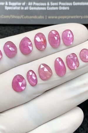 Natural Pink Sapphire Gemstone Rose Cut Fancy Shape Cabochon High Quality Loose Gemstones For Jewelry Making 7-10 MM Size 12 Pcs SM24691