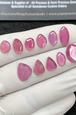 Natural Pink Sapphire Gemstone Step Cut Fancy Shape Cabochon High Quality Loose Gemstones For Jewelry Making 7-12 MM Size 11 Pcs SM24693