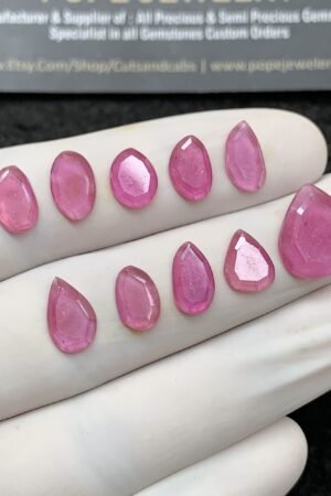 Natural Pink Sapphire Gemstone Step Cut Fancy Shape Cabochon High Quality Loose Gemstones For Jewelry Making 9-13 MM Size 10 Pcs SM24694