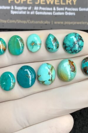 Natural Tibetan Turquoise Gemstone Smooth Mix Shape Cabochon High Quality Loose Gemstones For Jewelry Making 9-12 MM Size 10 Pcs V2878