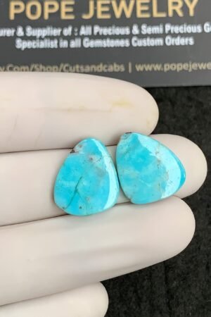 Natural American Turquoise Gemstone Smooth Fancy Shape Cabochon High Quality Loose Gemstones For Jewelry Making 16x13 MM Size 1 Pair V2910