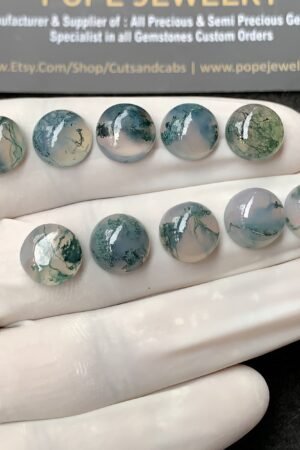 Natural Moss Agate Gemstone Smooth Round Shape Cabochon High Quality Loose Gemstones For Jewelry Making 10 MM Size 10 Pc V2948
