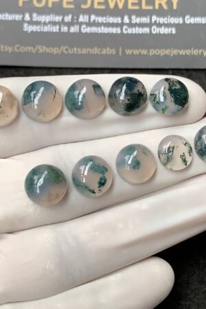 Natural Moss Agate Gemstone Smooth Round Shape Cabochon High Quality Loose Gemstones For Jewelry Making 10 MM Size 10 Pc V2949