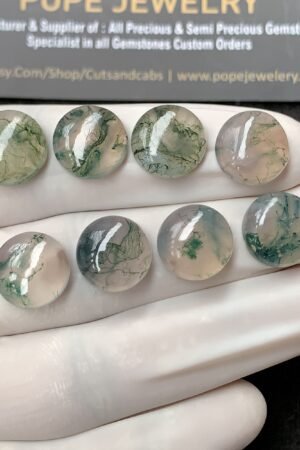 Natural Moss Agate Gemstone Smooth Round Shape Cabochon High Quality Loose Gemstones For Jewelry Making 12 MM Size 8 Pc V2952