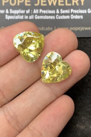 Zircon Gemstone Faceted Cut Heart Shape High Quality Loose Gemstones For Jewelry Making 15 MM Size 2 Pcs SM24940