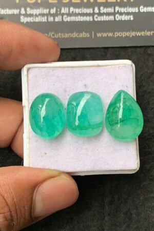 Natural Beryl Gemstone Smooth Mix Shape Cabochon High Quality Loose Gemstones For Jewelry Making 16-18 MM Size 3 Pcs V3019