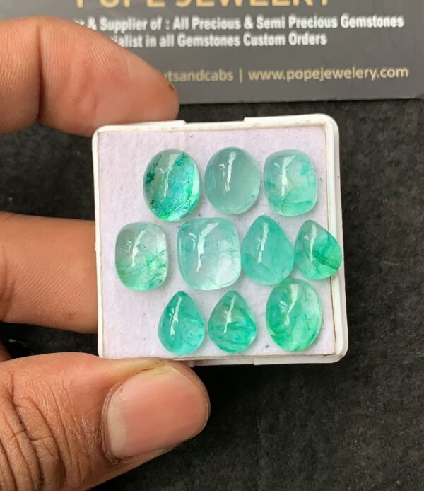 Natural Beryl Gemstone Smooth Mix Shape Cabochon High Quality Loose Gemstones For Jewelry Making 10-12 MM Size 10 Pcs V3021