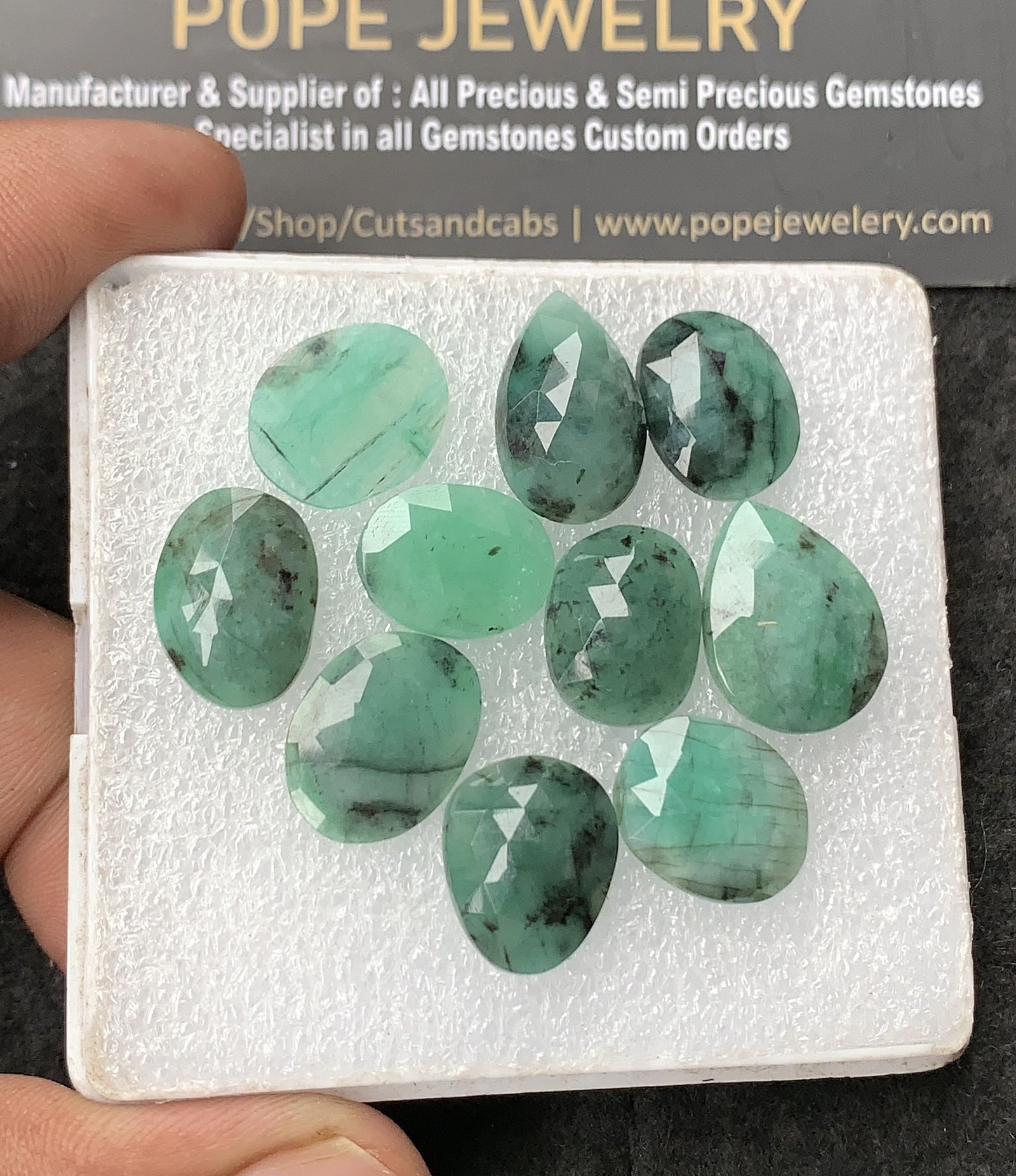 Natural Emerald Gemstone Rose Cut Mix Cabochon High Quality Loose Gemstones For Jewelry Making 13-17 MM Size 10 Pcs V3031
