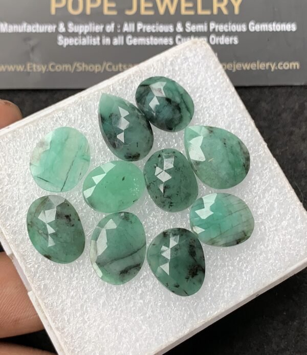 Natural Emerald Gemstone Rose Cut Mix Cabochon High Quality Loose Gemstones For Jewelry Making 13-17 MM Size 10 Pcs V3031 - Image 2