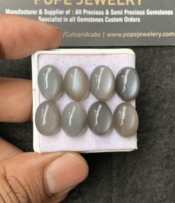 Natural Gray Moonstone Gemstone Smooth Oval Cabochon High Quality Loose Gemstones For Jewelry Making 14x10 MM Size 8 Pcs V3035