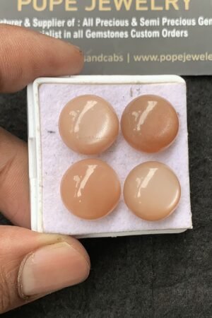 Natural Peach Moonstone Gemstone Smooth Round Shape Cabochon High Quality Loose Gemstones For Jewelry Making 15 MM Size 4 Pcs V3043