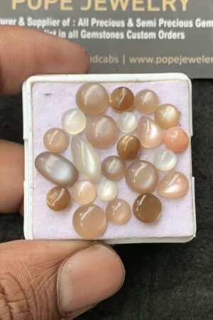 Natural Peach Moonstone Gemstone Smooth Mix Shape Cabochon High Quality Loose Gemstones For Jewelry Making 6-13 MM Size 23 Pcs V3046