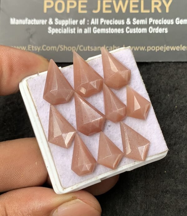 Natural Peach Moonstone Gemstone Step Cut Fancy Shape Cabochon High Quality Loose Gemstones For Jewelry Making 13-16 MM Size 10 Pcs V3048 - Image 2