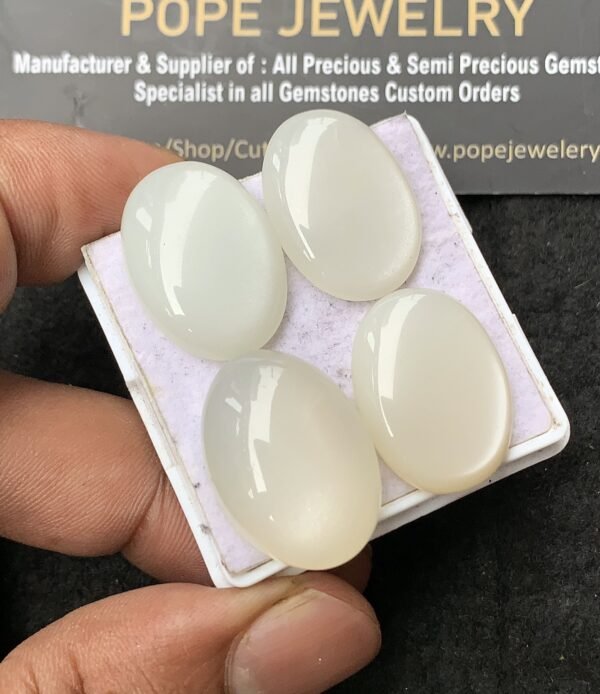 Natural White Moonstone Gemstone Smooth Oval Shape Cabochon High Quality Loose Gemstones For Jewelry Making 22-24 MM Size 4 Pcs V3056 - Image 2