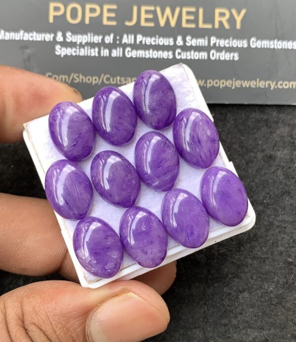 Charoite Quartz Gemstone Smooth Oval Shape Cabochon High Quality Loose Gemstones For Jewelry Making 14x10 MM Size 11 Pcs V3075 - Image 2