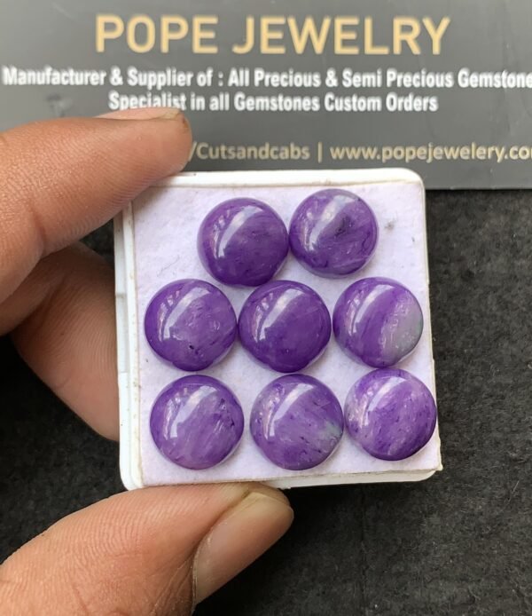 Charoite Quartz Gemstone Smooth Round Shape Cabochon High Quality Loose Gemstones For Jewelry Making 12 MM Size 8 Pcs V3076