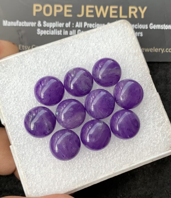 Charoite Quartz Gemstone Smooth Round Shape Cabochon High Quality Loose Gemstones For Jewelry Making 12 MM Size 10 Pcs V3077 - Image 2