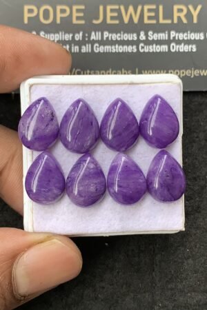 Charoite Quartz Gemstone Smooth Pear Shape Cabochon High Quality Loose Gemstones For Jewelry Making 14x10 MM Size 8 Pcs V3079