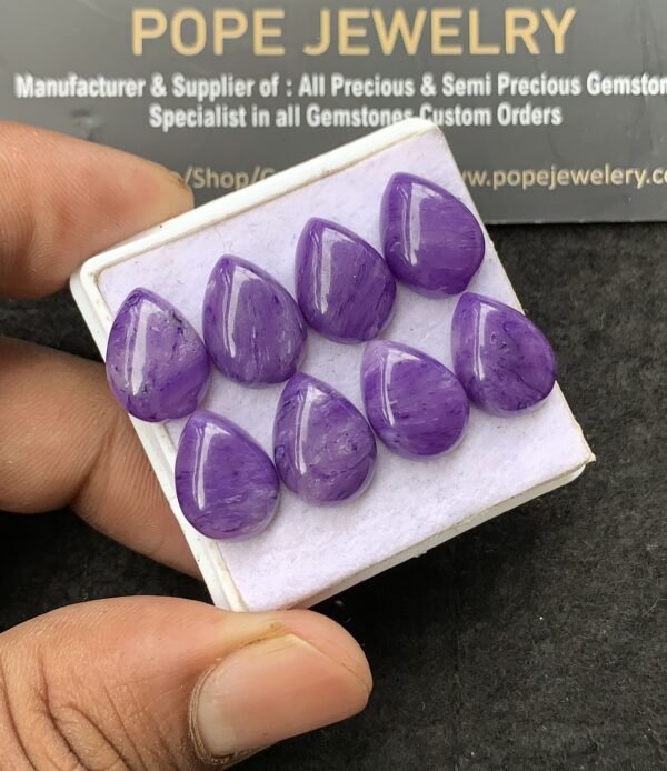 Charoite Quartz Gemstone Smooth Pear Shape Cabochon High Quality Loose Gemstones For Jewelry Making 14x10 MM Size 8 Pcs V3079 - Image 2