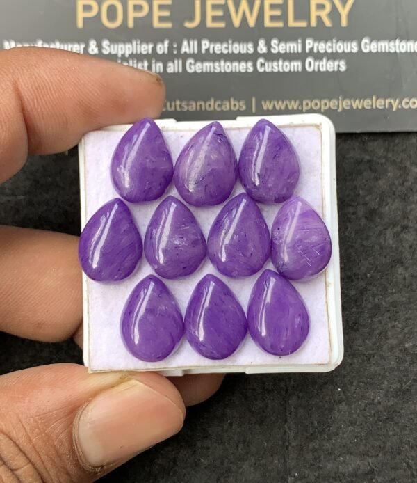Charoite Quartz Gemstone Smooth Pear Shape Cabochon High Quality Loose Gemstones For Jewelry Making 14x10 MM Size 10 Pcs V3080