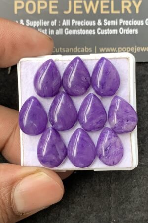 Charoite Quartz Gemstone Smooth Pear Shape Cabochon High Quality Loose Gemstones For Jewelry Making 14x10 MM Size 10 Pcs V3081