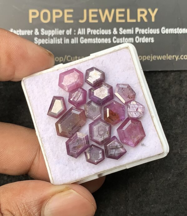 Natural Silky Sapphire Gemstone Step Cut Mix Shape Cabochon High Quality Loose Gemstones For Jewelry Making 6-12 MM Size 15 Pcs V3082 - Image 2