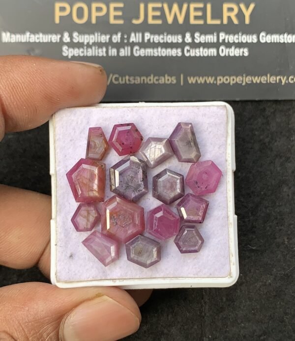 Natural Silky Sapphire Gemstone Step Cut Mix Shape Cabochon High Quality Loose Gemstones For Jewelry Making 7-10 MM Size 15 Pcs V3085