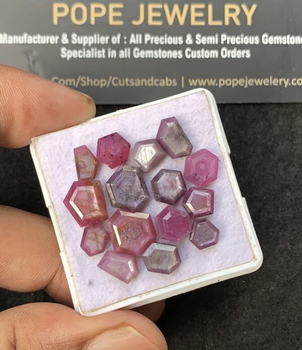 Natural Silky Sapphire Gemstone Step Cut Mix Shape Cabochon High Quality Loose Gemstones For Jewelry Making 7-10 MM Size 15 Pcs V3085 - Image 2