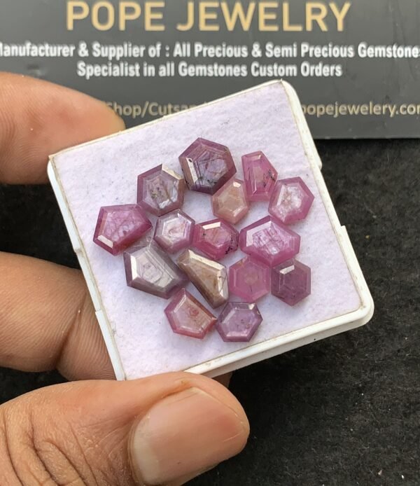 Natural Silky Sapphire Gemstone Step Cut Mix Shape Cabochon High Quality Loose Gemstones For Jewelry Making 7-10 MM Size 15 Pcs V3093 - Image 2