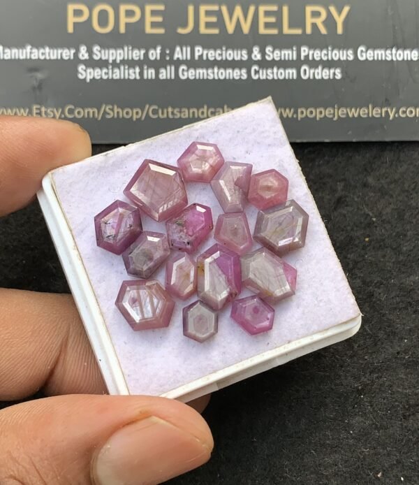Natural Silky Sapphire Gemstone Step Cut Mix Shape Cabochon High Quality Loose Gemstones For Jewelry Making 6-10 MM Size 15 Pcs V3094 - Image 2