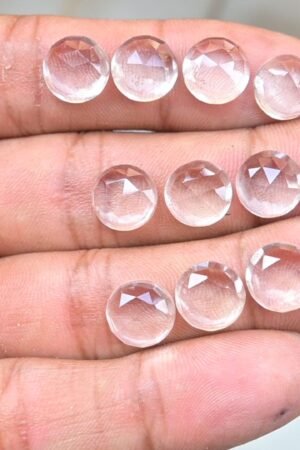 Natural Crystal Gemstone Rose Cut Round Shape Cabochon High Quality Loose Gemstones For Jewelry Making 10 MM Size 12 Pcs V3729