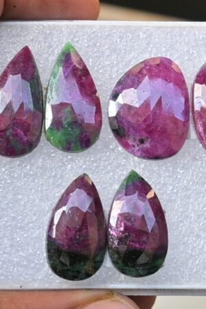 Natural Ruby Zoisite Gemstone Rose Cut Mix Shape Cabochon High Quality Loose Gemstone For Jewelry Making 21-24 MM Size 3 Pair V3734