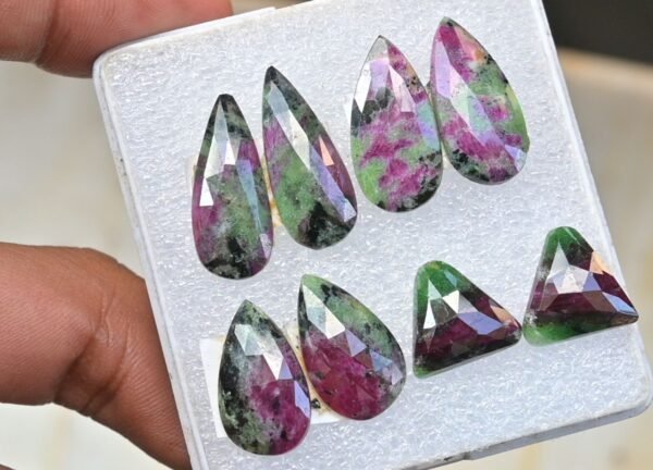 Natural Ruby Zoisite Gemstone Rose Cut Mix Shape Cabochon High Quality Loose Gemstone For Jewelry Making 14-24 MM Size 4 Pair V3735 - Image 2